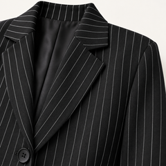 Bernadette Striped Relaxed Jacket – Black – studio detail