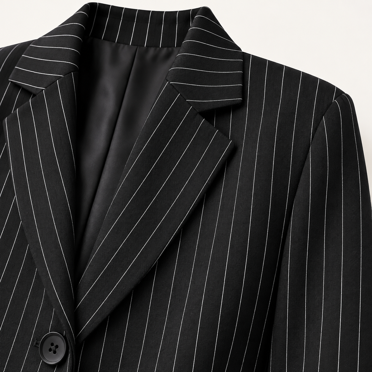 Bernadette Striped Relaxed Jacket – Black – studio detail