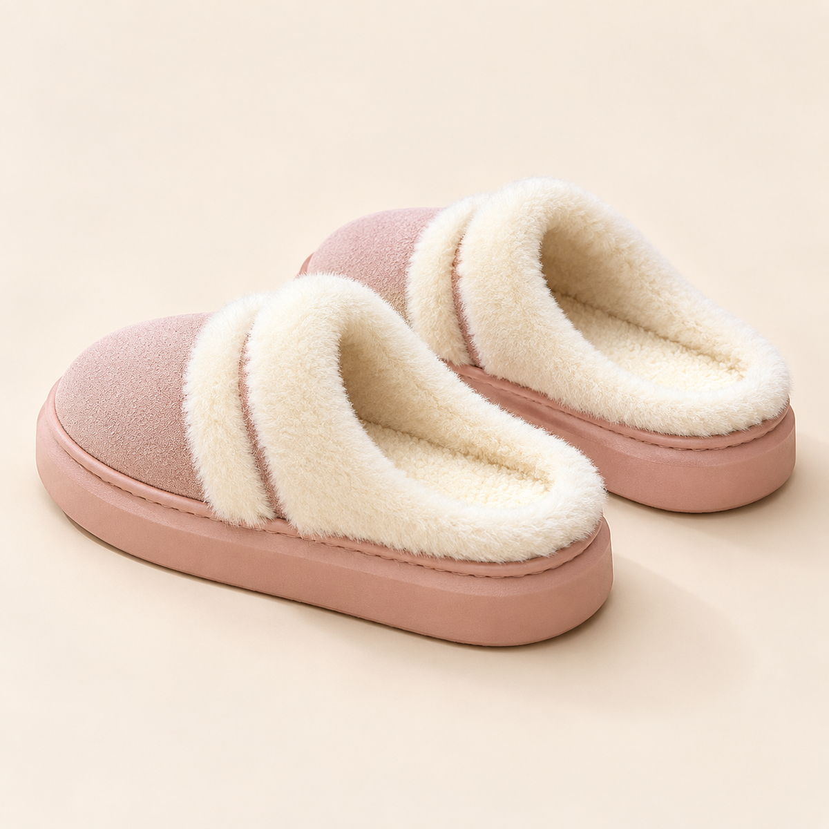 Ciara Plush Platform Slippers – pink – studio back