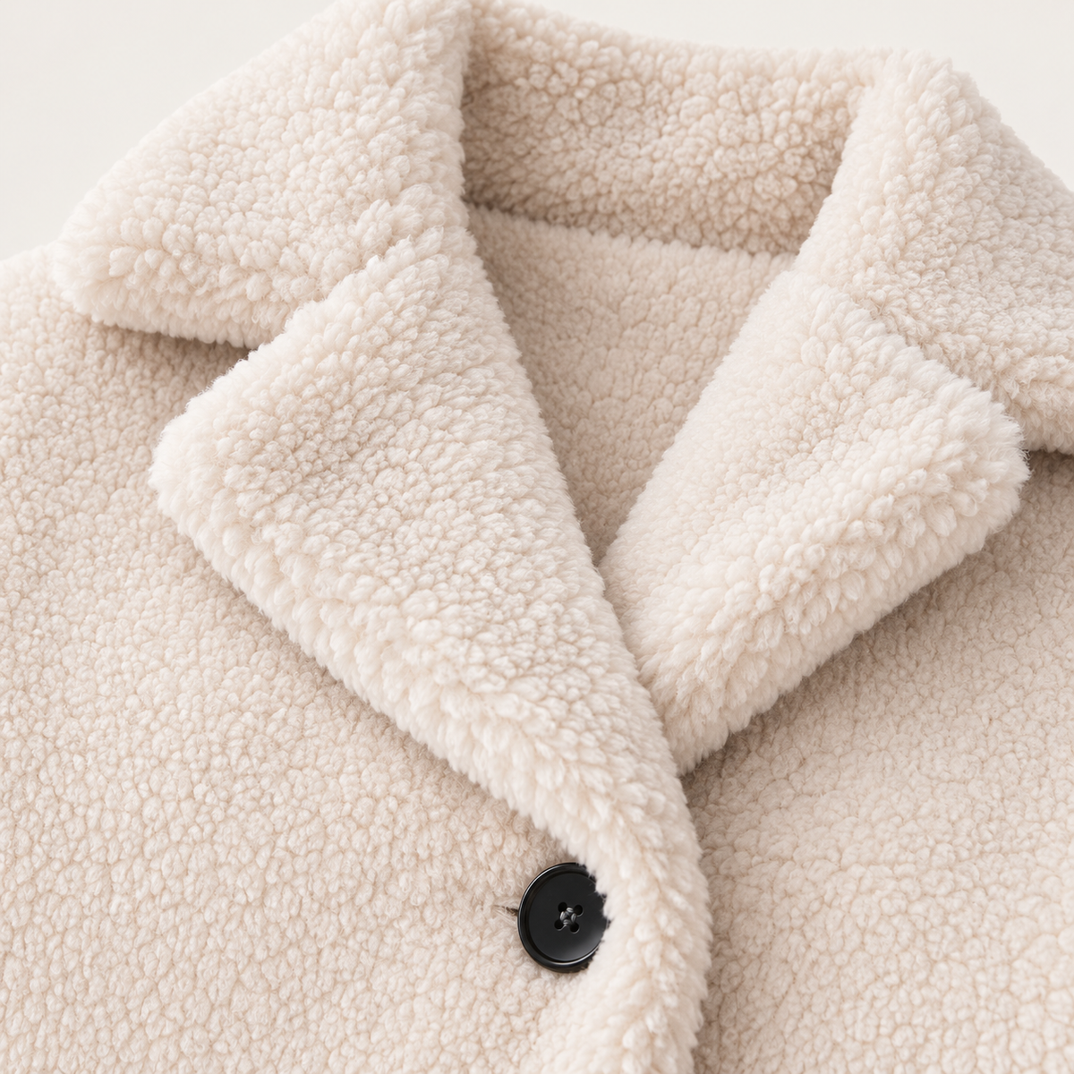 Clodagh Longline Fur-Collar Coat – Apricot – studio close-up