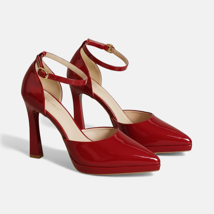 Iris Pointed Ankle-Strap Heels