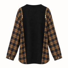 Eilís Check-Detail Knit Jumper – Black – studio back
