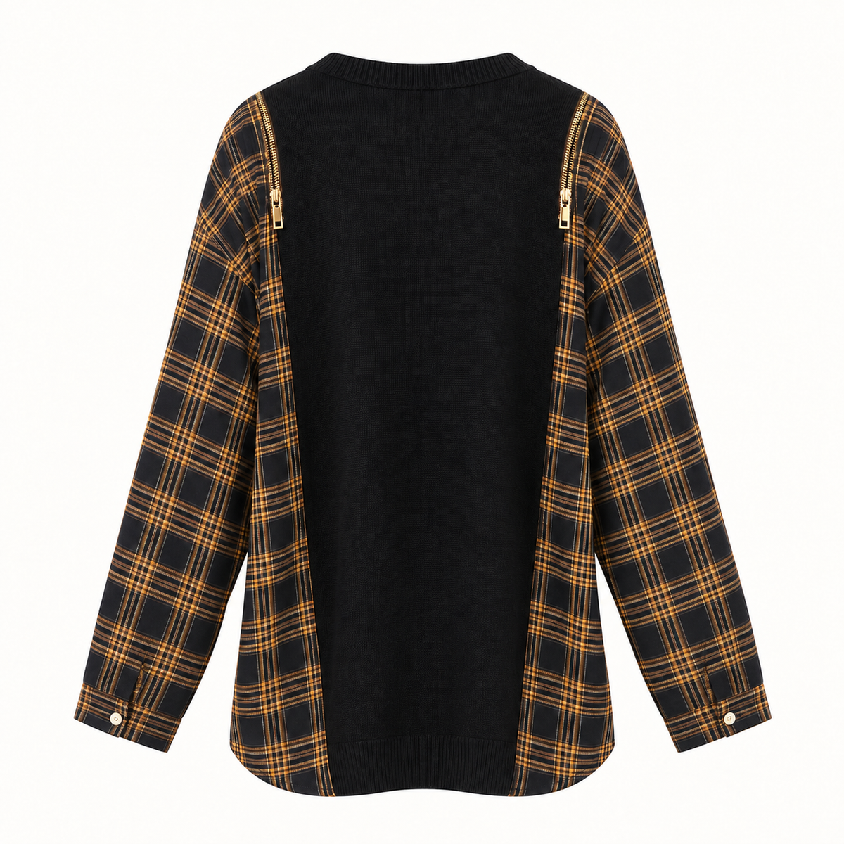 Eilís Check-Detail Knit Jumper – Black – studio back