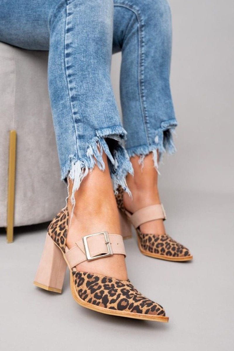 Jacqueline Leopard Block Heels
