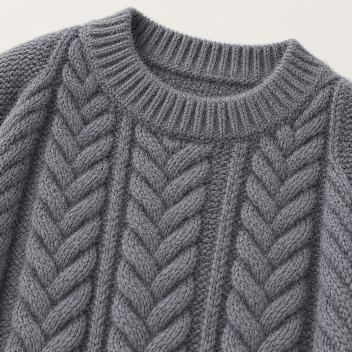 Fiona Relaxed Heritage Knit – Gray – studio close-up