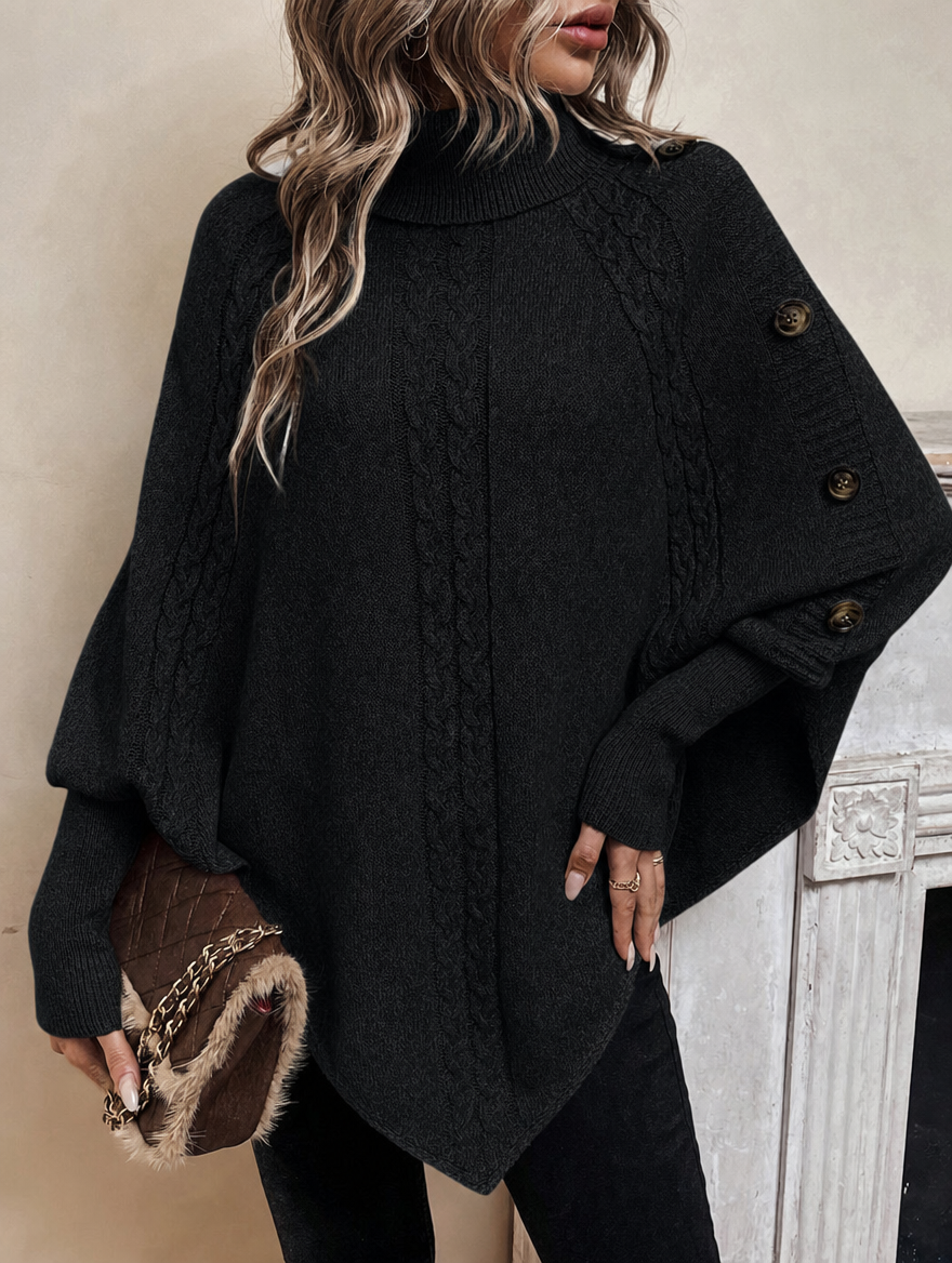Pauline High-Neck Cable Poncho
