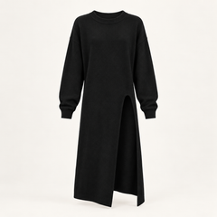 Kathleen Longline Knit Dress – Black – studio front