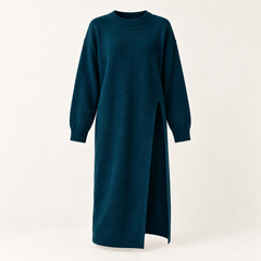 Kathleen Longline Knit Dress – Dark Blue – studio front