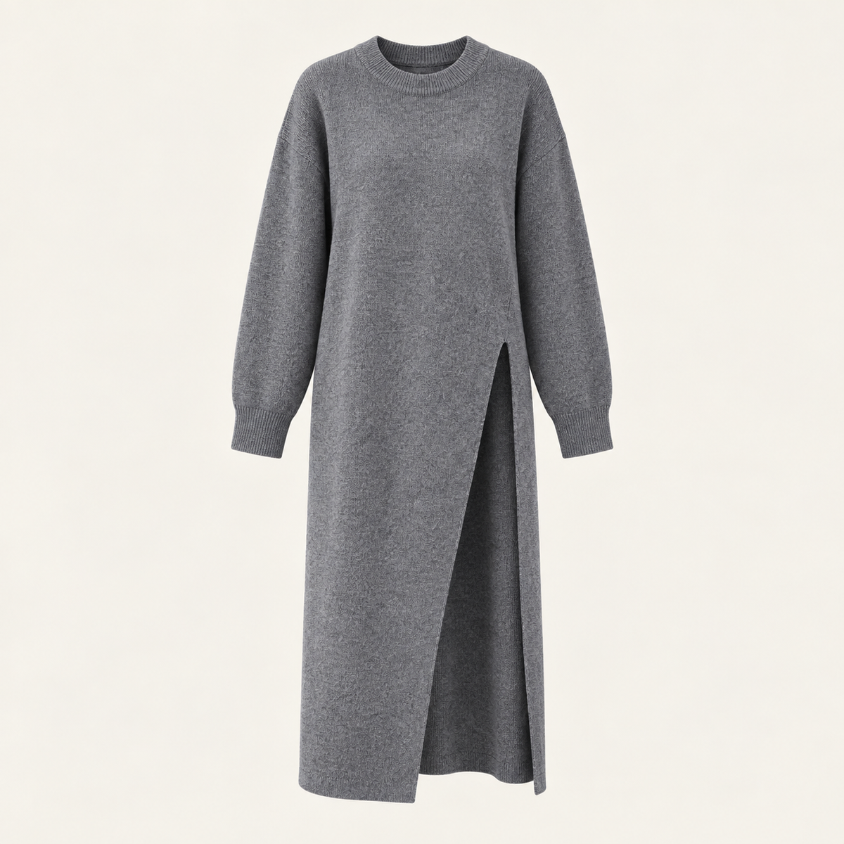 Kathleen Longline Knit Dress – Gray – studio front