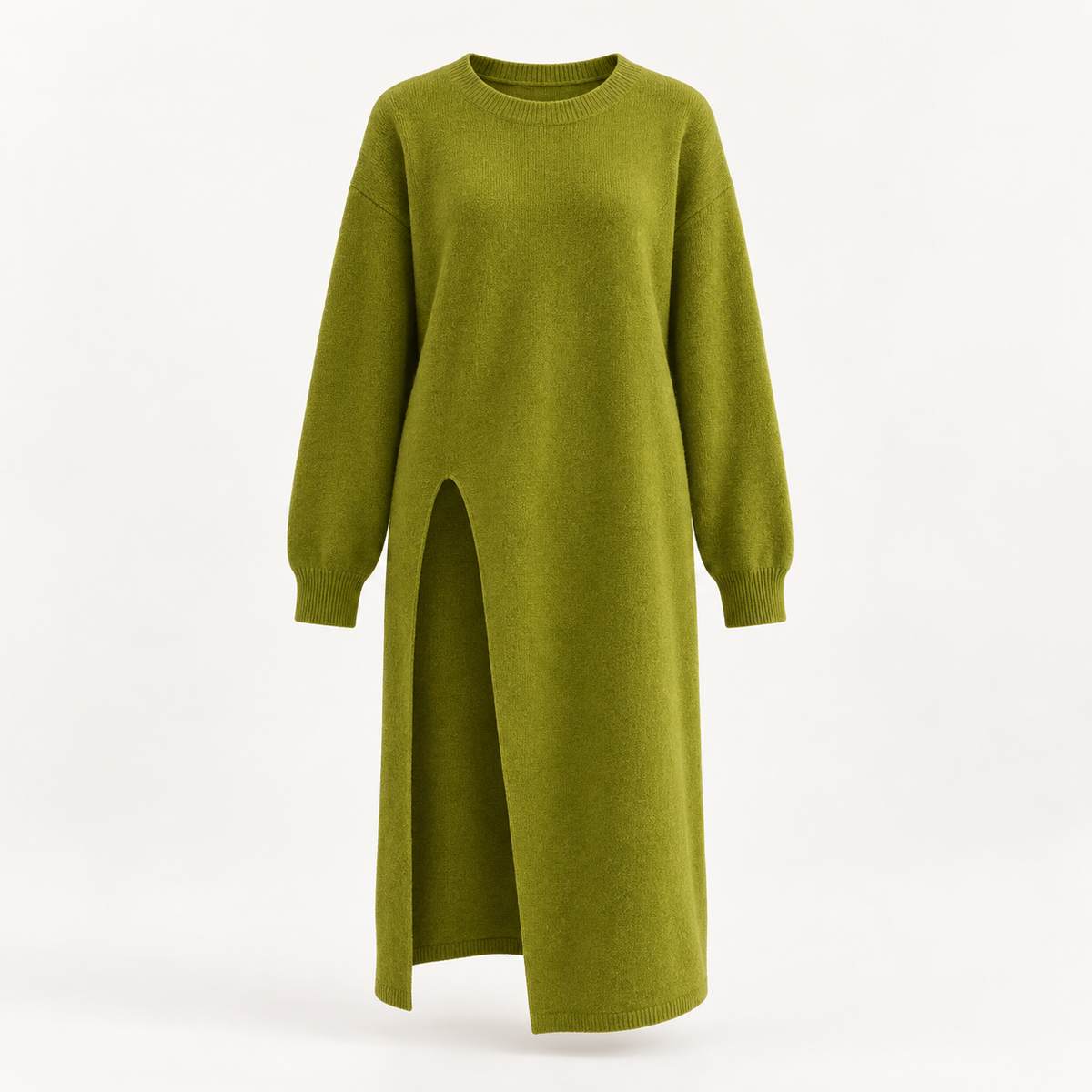 Kathleen Longline Knit Dress – Green – studio front