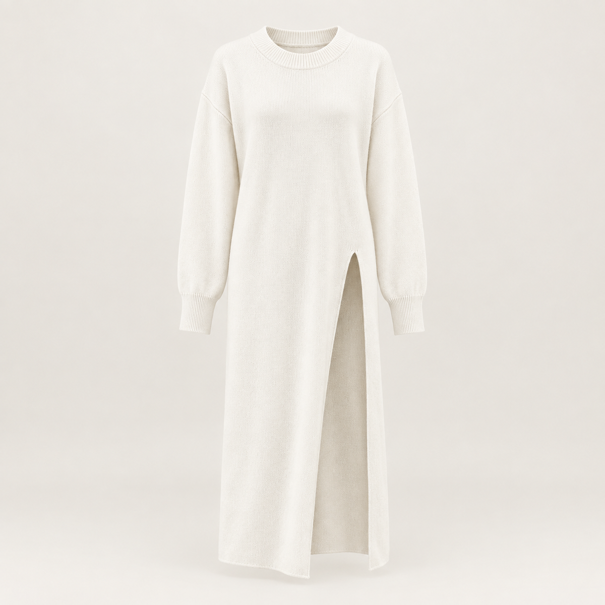 Kathleen Longline Knit Dress – White – studio front