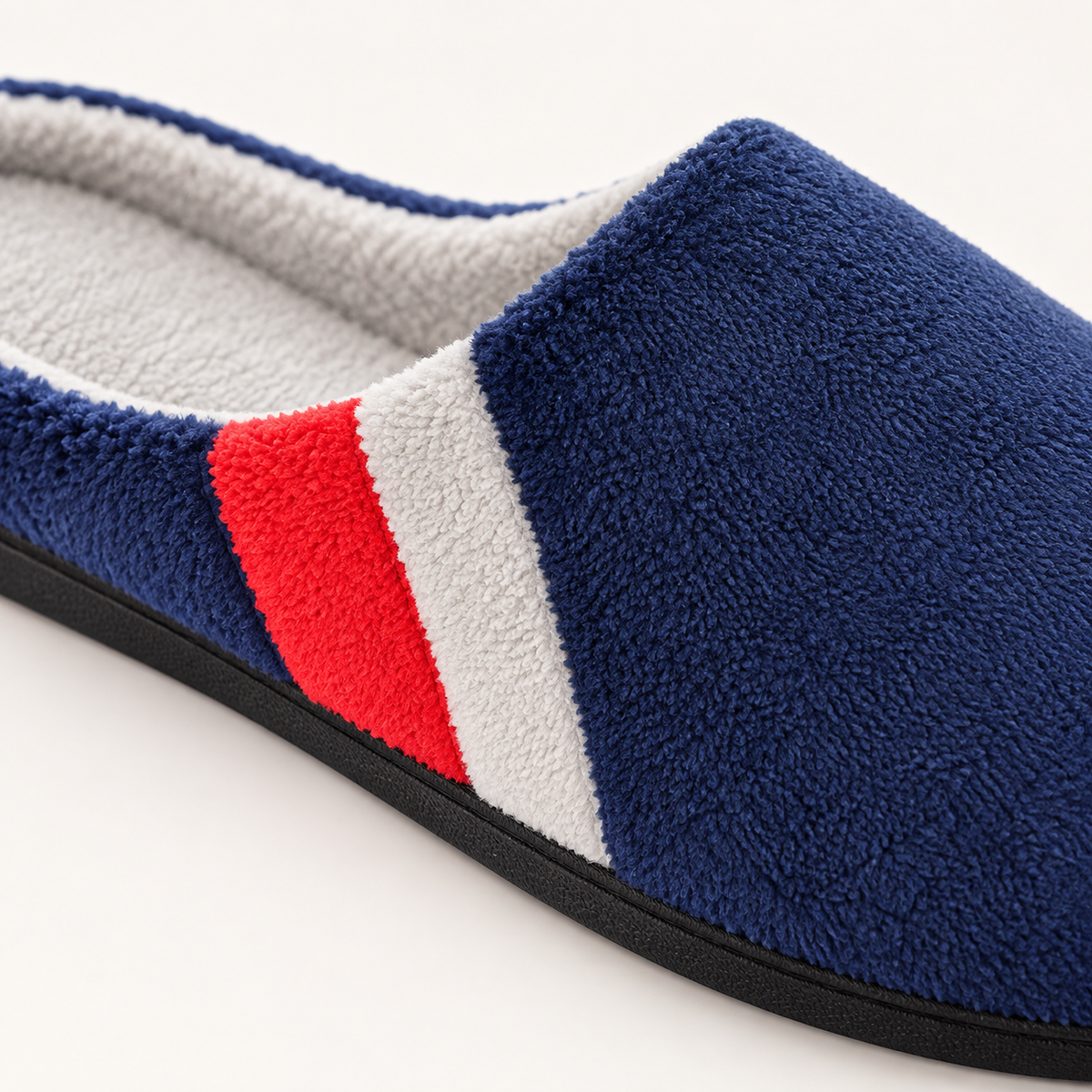 Keelin Coral Fleece Slippers – Dark blue – studio detail