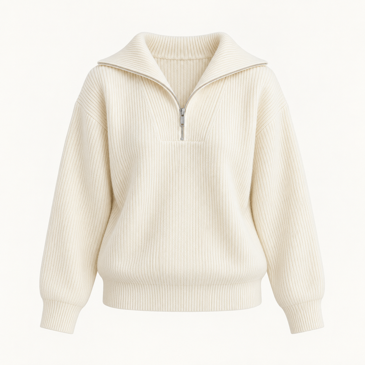 Maura Everyday Knit Jumper – Creamy White – studio front