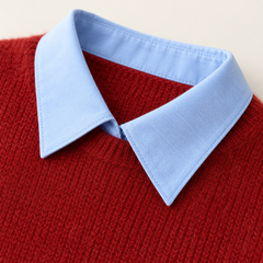 Moira Contrast-Collar Knit – Red – studio close-up