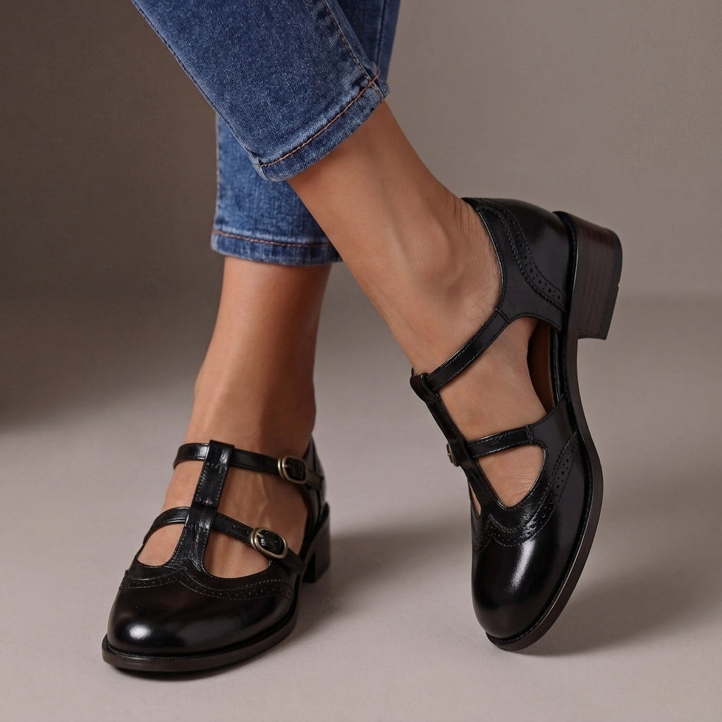 Aileen Leather Brogue Mary Janes
