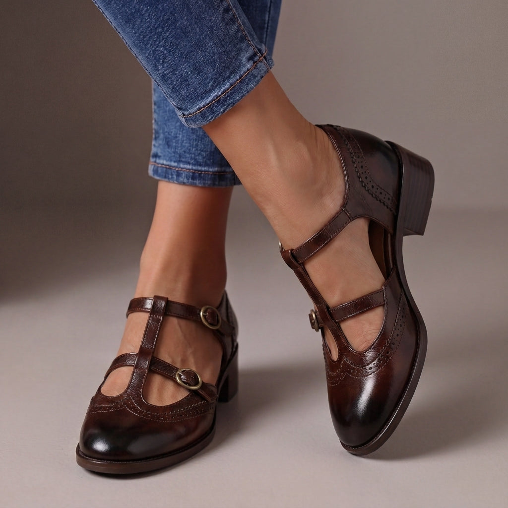 Aileen Leather Brogue Mary Janes