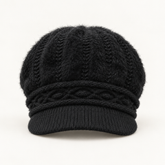 Neasa Soft Knit Beanie – Black – studio front