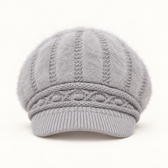 Neasa Soft Knit Beanie – Grey – studio front