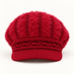 Neasa Soft Knit Beanie – Wine red – studio front