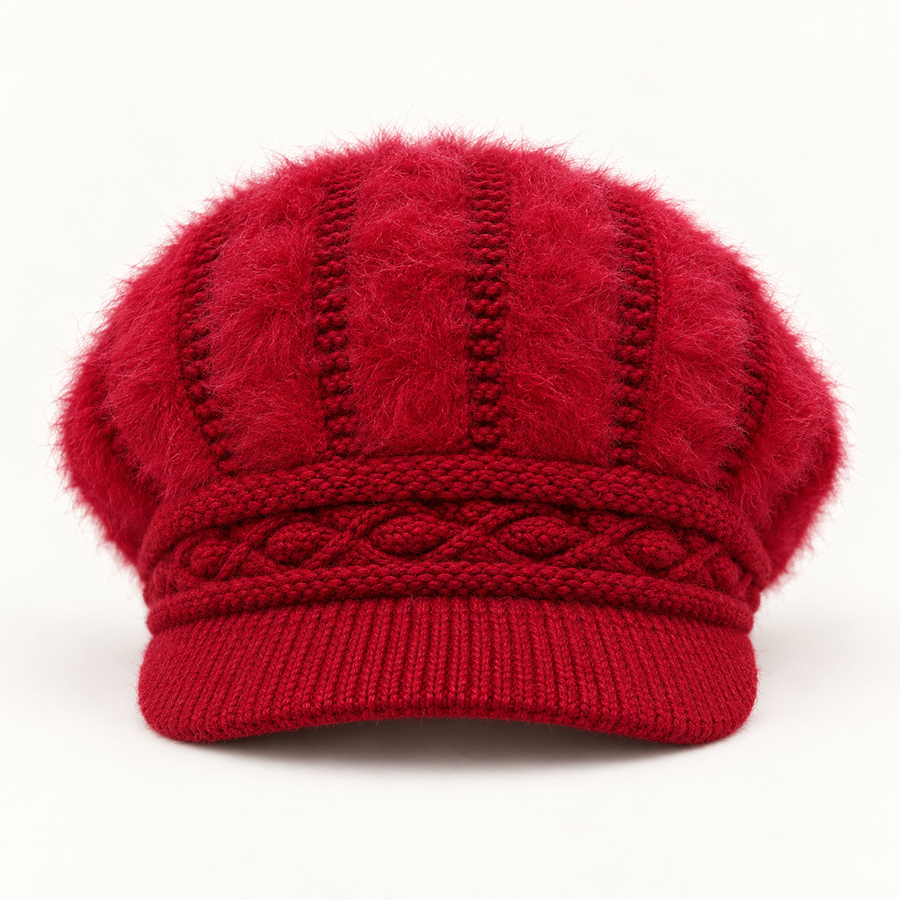 Neasa Soft Knit Beanie – Wine red – studio front