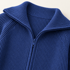 Niamh Striped Zip Cardigan – Blue – studio close-up