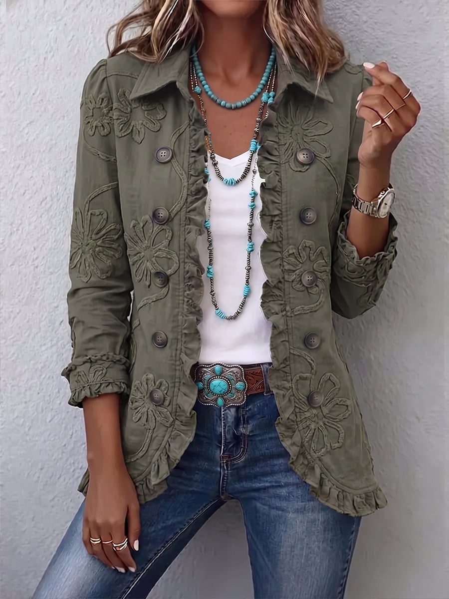Delia Embroidered Ruffle Jacket