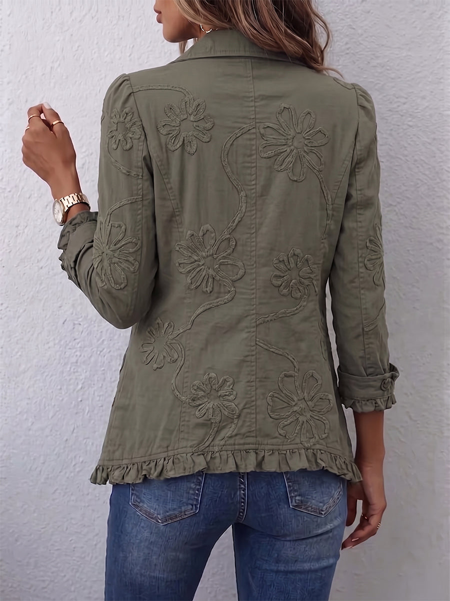 Delia Embroidered Ruffle Jacket