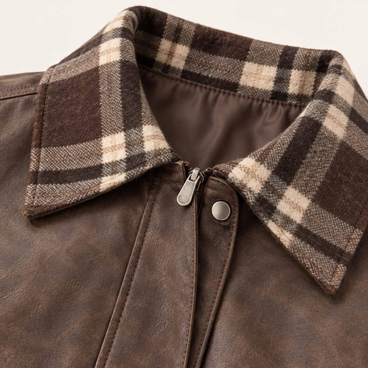 Orla Contrast Panel Jacket – Brown – studio detail
