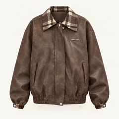 Orla Contrast Panel Jacket – Brown – studio front