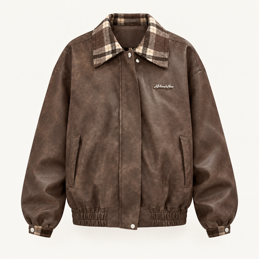 Orla Contrast Panel Jacket – Brown – studio front