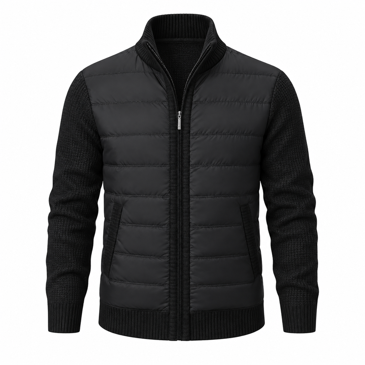 Róisín Lane | Cian Checked Stand-Collar Jacket | Black | front | Studio 1:1