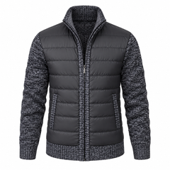 Róisín Lane | Cian Checked Stand-Collar Jacket | Dark Gray | front | Studio 1:1