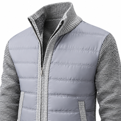 Róisín Lane | Cian Checked Stand-Collar Jacket | Light Gray | detail | Studio 1:1