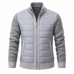 Róisín Lane | Cian Checked Stand-Collar Jacket | Light Gray | front | Studio 1:1