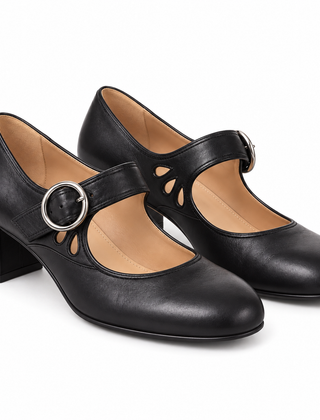 Róisín Lane | Béibhinn Retro Mary Jane Shoes | Black | front | Studio 1:1