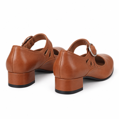 Róisín Lane | Béibhinn Retro Mary Jane Shoes | Khaki | back | Studio 1:1