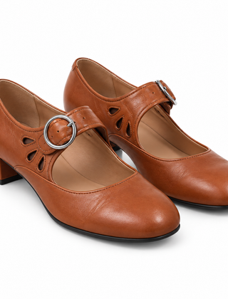 Róisín Lane | Béibhinn Retro Mary Jane Shoes | Khaki | front | Studio 1:1