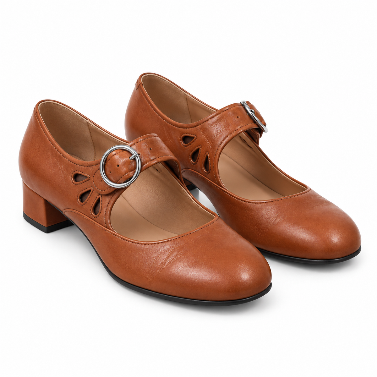 Róisín Lane | Béibhinn Retro Mary Jane Shoes | Khaki | front | Studio 1:1