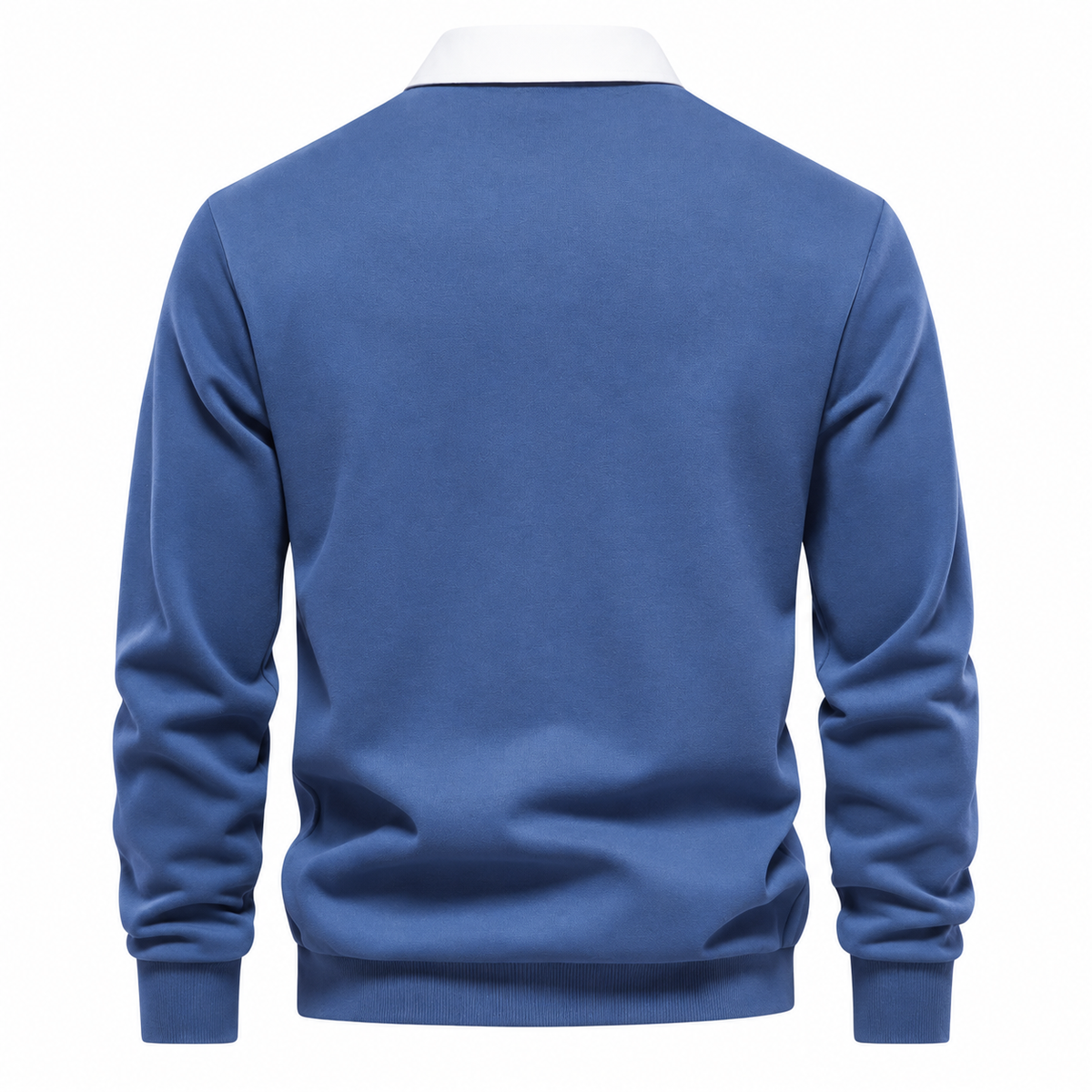 Róisín Lane | Ardal Polo-Collar Jumper | Blue | back | Studio 1:1
