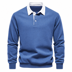 Róisín Lane | Ardal Polo-Collar Jumper | Blue | front | Studio 1:1