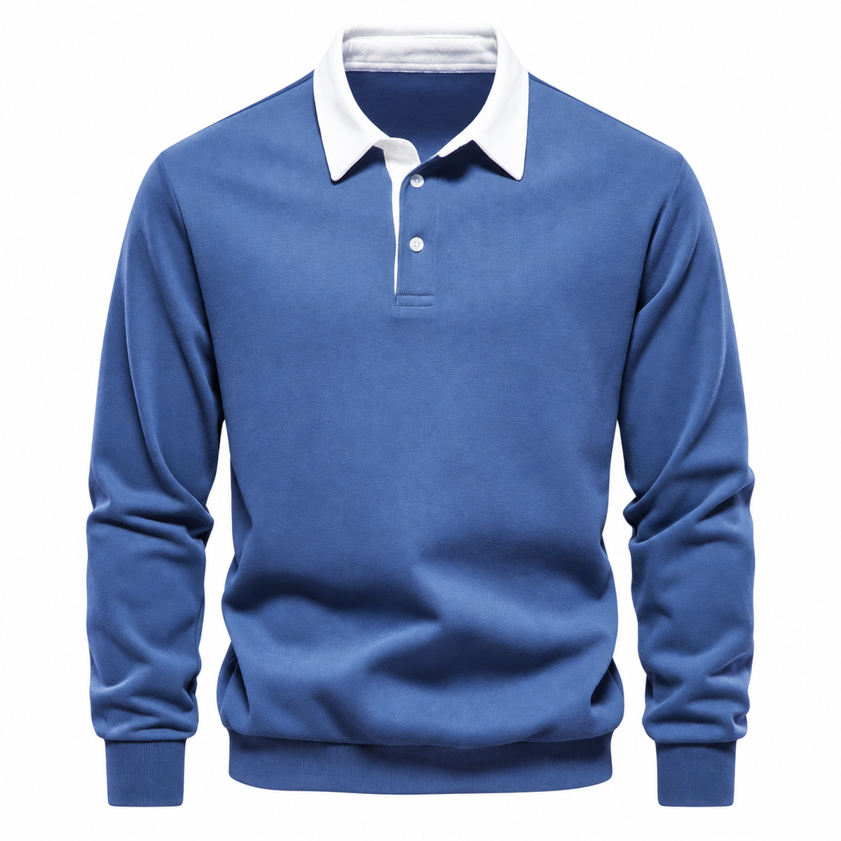 Róisín Lane | Ardal Polo-Collar Jumper | Blue | front | Studio 1:1