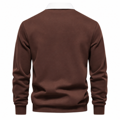 Róisín Lane | Ardal Polo-Collar Jumper | Brown | back | Studio 1:1