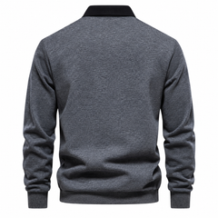 Róisín Lane | Ardal Polo-Collar Jumper | Gray | back | Studio 1:1