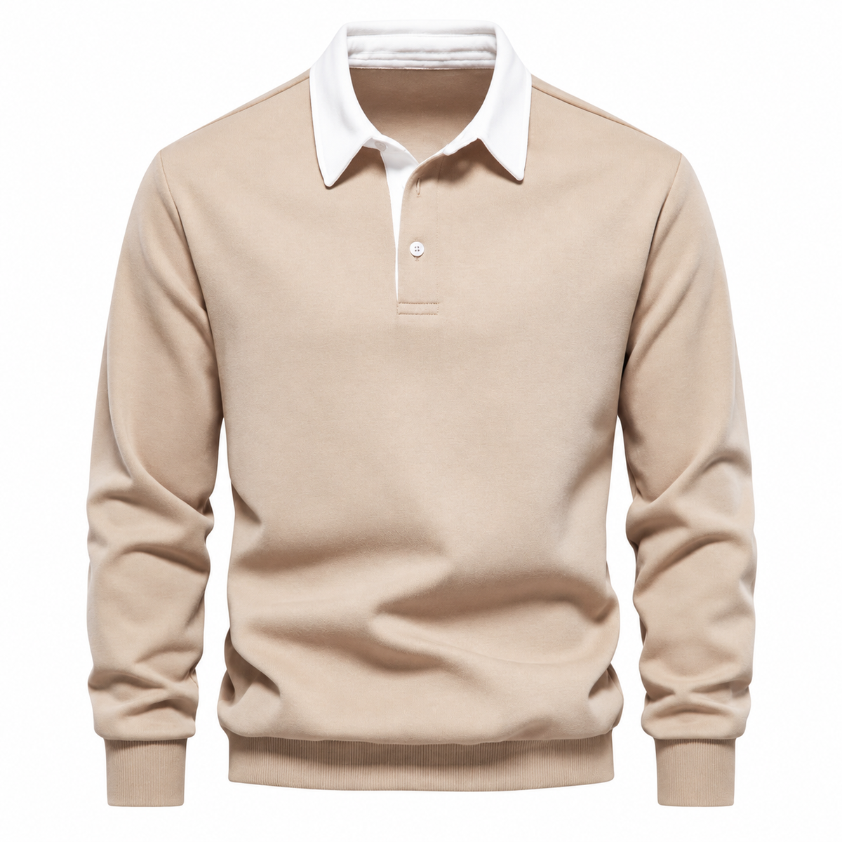 Róisín Lane | Ardal Polo-Collar Jumper | Khaki | front | Studio 1:1