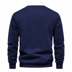 Róisín Lane | Ardal Polo-Collar Jumper | Navy | back | Studio 1:1