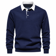 Róisín Lane | Ardal Polo-Collar Jumper | Navy | front | Studio 1:1