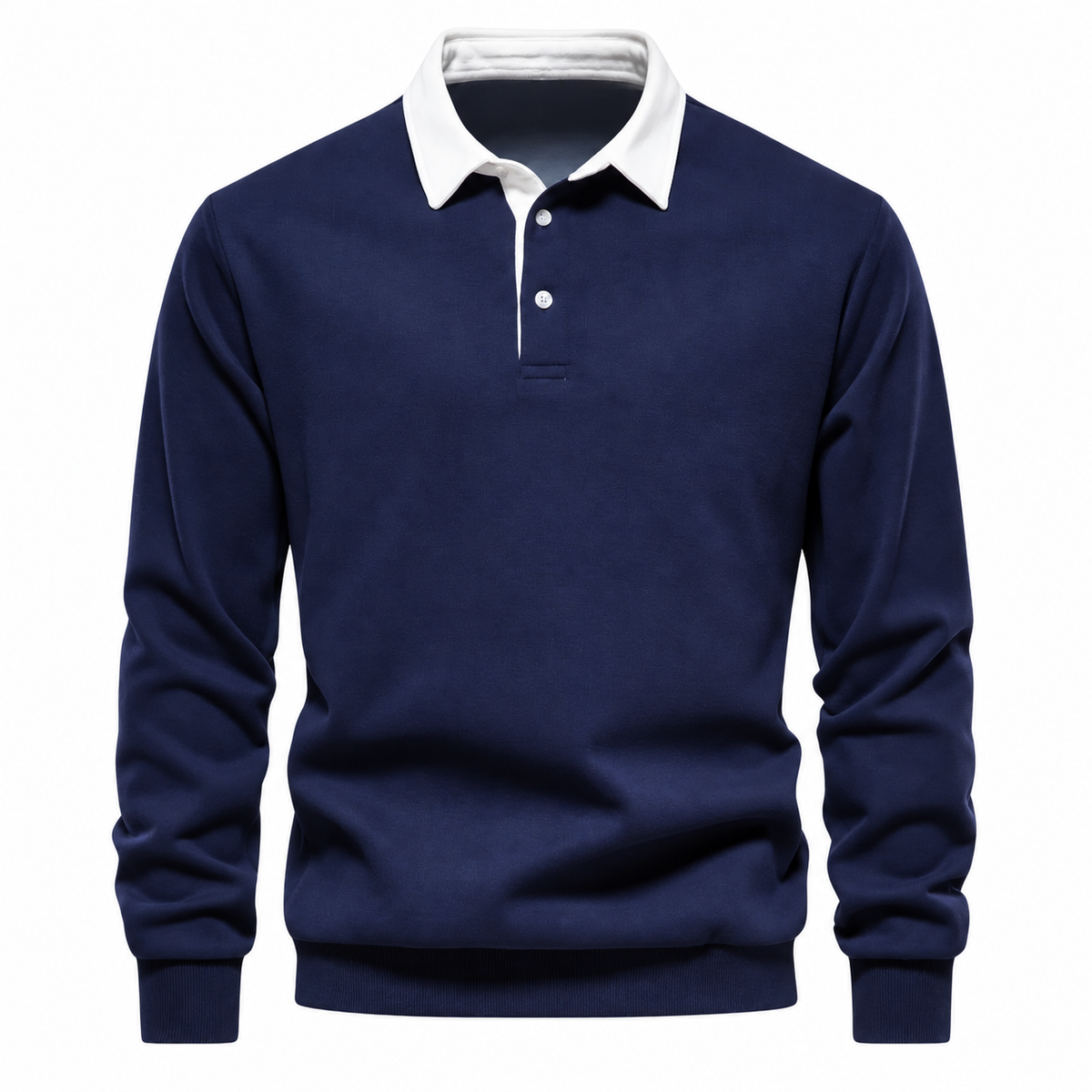 Róisín Lane | Ardal Polo-Collar Jumper | Navy | front | Studio 1:1