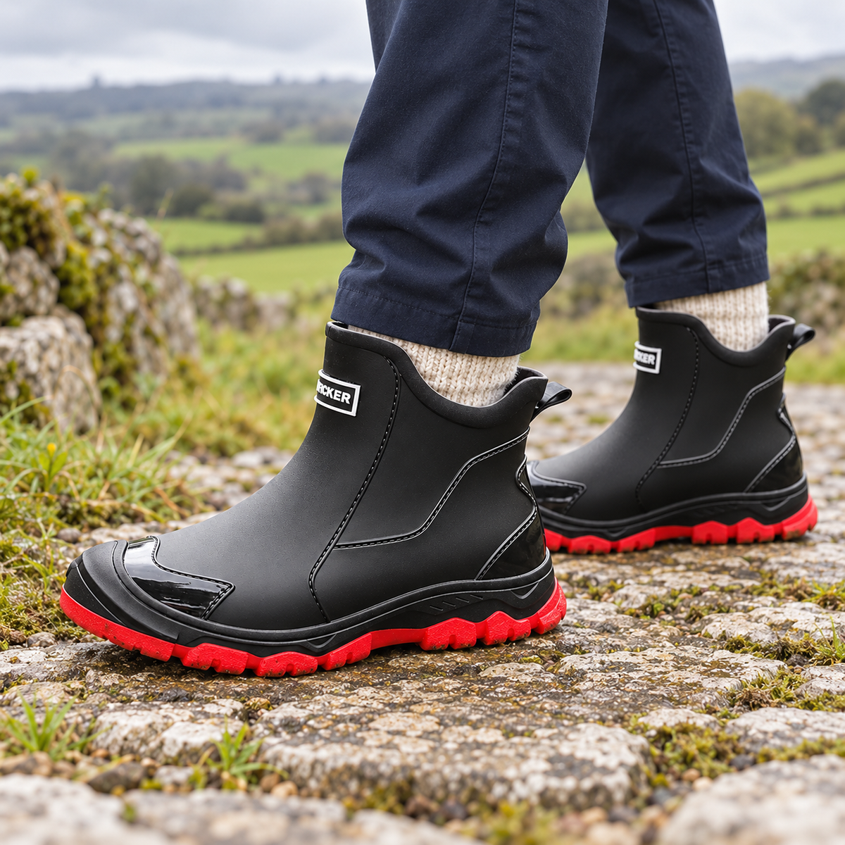 Fia All-Weather Terrain Boots worn by a mature model in an Irish editorial setting