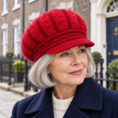 Neasa Soft Knit Beanie on a mature model in an Irish editorial setting