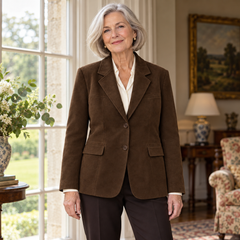Mairéad Tailored Blazer on a mature model in an Irish editorial setting